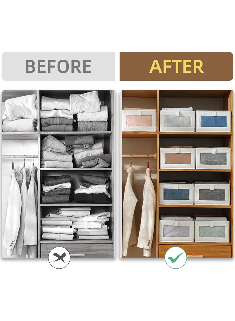 FUOE Linen Closet Organizers And Storage, 4 Pack Storage Bins Baskets for Organization Foldable Organizer with Clear Window Organizing Clothing, Jeans, Shelves - Image 3